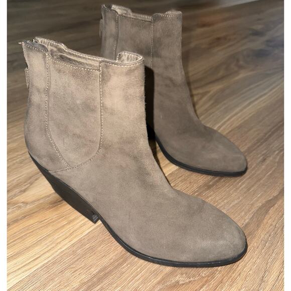 EILEEN FISHER 'Peer' gray Shadow leather Suede ankle booties boots - size 8.5 - Picture 1 of 11